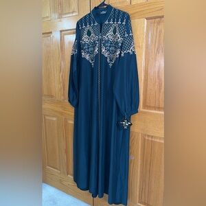 Women’s Plus Size Abaya in Green Gold Middle Eastern Dress Size 5 US 24W 4X NEW